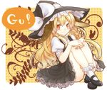  animal_ears blonde_hair blush bobby_socks braid bunny_ears dress hat ichinose_natsuki kirisame_marisa long_hair mary_janes ribbon shoes sitting smile socks solo touhou witch_hat yellow_eyes 