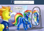  butt caught clothing english_text equine female feral friendship_is_magic frown horse mammal my_little_pony pegasus pluckyninja pony rainbow_dash_(mlp) smile spitfire_(mlp) text tight_clothing timber_(artist) wings wonderbolts_(mlp) 