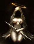  blades breasts cloth dark darkness female halo human mammal navel nipples not_furry solo unknown_artist weaponry 