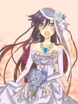  1girl alice_(pandora_hearts) dress flower long_hair pandora_hearts purple_eyes solo wedding_dress 