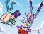  bound clothed clothing cloud clouds dakuroihoshi duo falling female friendship_is_magic hair human humanized imminent_death mammal multi-colored_hair my_little_pony not_furry skimpy trixie_(mlp) twilight_sparkle_(mlp) 