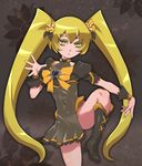  alternate_costume blonde_hair boots bow cure_sunshine dark_persona heartcatch_precure! jewelry knee_boots kuroshin long_hair magical_girl myoudouin_itsuki precure solo twintails yellow_bow yellow_eyes 