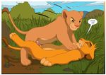  cub disney domination edit feline female feral feral_on_feral grass lion male mammal ms_paint nala penetration sex simba straight text the_lion_king vaginal vaginal_penetration whiskers young 