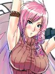  1girl armpits arms_up blue_eyes final_fantasy final_fantasy_xiii ishii_takamori lightning_farron pink_hair solo 