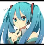  39 aqua_eyes aqua_hair bad_id bad_pixiv_id finger_to_mouth harusawa hatsune_miku letterboxed long_hair necktie smile solo twintails vocaloid 
