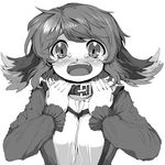  animal_ears blush breasts collar danbo_(rock_clime) greyscale kasodani_kyouko large_breasts looking_at_viewer monochrome open_mouth short_hair solo tears touhou 