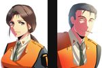  1girl brown_eyes brown_hair cigarette gloves gotou_kiichi kidou_keisatsu_patlabor ktsis nagumo_shinobu police police_uniform ponytail shirt smoke smoking uniform vest white_shirt 