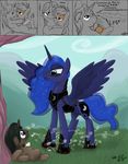  &lt;3 armor blue_hair comic cub cutie_mark equine female feral friendship_is_magic gay green_eyes group hair horn horse male mammal my_little_pony original_character outside pipsqueak_(mlp) pony princess_luna_(mlp) smoke smudge_proof unicorn unimpressed winged_unicorn wings young 