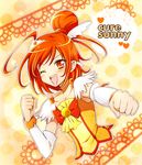  ;d blush bow character_name choker cure_sunny dress elbow_gloves gloves head_wings heart hino_akane_(smile_precure!) kagami_chihiro magical_girl one_eye_closed open_mouth orange_(color) orange_choker orange_eyes orange_hair precure smile smile_precure! solo tiara upper_body 