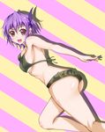  ayane_(doa) bikini camouflage dead_or_alive headband highres purple_hair red_eyes short_hair solo swimsuit tranquilizer_(bestcenter) 