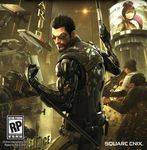  adam_jensen armor black_hair cyberpunk cyborg deus_ex deus_ex:_human_revolution eliza_cassan facial_hair firing glasses goatee gun handgun official_art pistol police rifle riot_shield robot shield standing weapon 