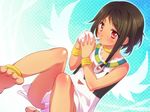  anklet bad_id bad_pixiv_id barefoot black_hair blush bracelet choi_mochimazzui feet jewelry long_hair necklace red_eyes sasachin_(k+w) sidelocks solo tamako_market 