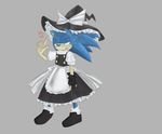  absurdres anger_vein angry blush cosplay dress gloves green_eyes hat highres kirisame_marisa kirisame_marisa_(cosplay) male_focus parody pose sega shoes simple_background socks solo sonic sonic_the_hedgehog sora-sonic-fangirl sweatdrop touhou 