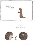 cellphone comic date english_text flower hedgehog humor liz_climo mammal mustelid otter phone plain_background porcupine rodent text 