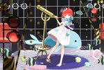  anklet barefoot blue_eyes book dress fish hat jellyfish jewelry mobile original pogane railroad_crossing red_hair ribbon short_hair solo star surreal telescope whale 