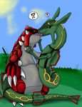  &lt;3 ? duo groudon kissing legendary_pok&#233;mon male nintendo open_mouth outside pok&#233;mon pok&eacute;mon rayquaza sharp_teeth teeth tongue video_games 
