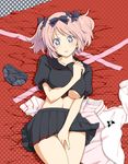  alternate_costume asakura180 black_panties black_serafuku breasts hair_ribbon hibari_(senran_kagura) large_breasts panties pink_hair ribbon school_uniform senran_kagura senran_kagura_shoujo-tachi_no_shin'ei serafuku symbol-shaped_pupils twintails underboob underwear 