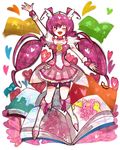 arm_up bike_shorts boots bow candy_(smile_precure!) choker cure_candy cure_happy dress happy_robo head_wings heart hoshizora_miyuki itomugi-kun knee_boots long_hair magical_girl one_eye_closed open_mouth pink pink_bow pink_choker pink_eyes pink_hair pink_shorts pink_skirt precure robot shorts shorts_under_skirt skirt smile smile_precure! solo tiara twintails 
