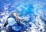  biiji bubble dolphin long_hair pixiv_fantasia pixiv_fantasia_new_world red_eyes underwater whale white_hair 