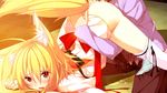  1boy 1girl animal_ears blush cunnilingus fox_ears fox_tail hito_to_anata_to_ayakashi kuwashima_rein open_mouth oral peeing tail wet 