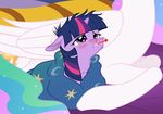  blush bri-sta cute cutie_mark equine female friendship_is_magic horn horse mamandil my_little_pony pony princess_celestia_(mlp) purple_eyes sad sick thermometer twilight_sparkle_(mlp) unicorn wings 