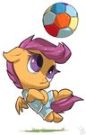  atryl ball clothing cub equine female feral football friendship_is_magic fur hair horse mammal my_little_pony orange_fur pegasus plain_background pony purple_eyes purple_hair scootaloo_(mlp) signature solo white_background wings young 