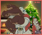  2018 anthro balls canine christmas clothed clothing cum dog eyes_closed fingering fur group hat henjikotetsu holidays male male/male mammal overweight overweight_male penis polar_bear tongue tongue_out ursine white_fur 