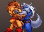  biceps big_muscles blush brown_fur butt canine crossover cum duo feline flaccid french_kiss french_kissing fur furious gay grey_fur hair humanoid_penis hyper kissing leo_(red_earth) lion loincloth long_hair male mammal moriya mugen muscles nipples nude pecs penis red_earth sex shinitani smile_pretty_cure tongue white_hair wolf wolfrun wristband 