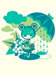  animal_costume frog_costume highres original rain raincoat solo syamo umbrella 