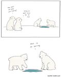  ambiguous_gender bear cub english_text father fur humor liz_climo male mammal parent polar_bear son text the_truth water white_fur young 