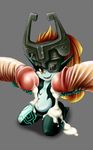  cum disembodied_penis erection female hair helmet humanoid_penis imp kneeling male messy midna nude orange_hair penis plain_background precum pussy red_eyes size_difference smile straight the_legend_of_zelda twilight_princess video_games 