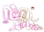  breasts echidna female hair hearlesssoul kneeling lagomorph legwear lesbian mammal necklace nipples open_mouth pink_hair rabbit sega sitting socks sonic_(series) stockings tikal_the_echidna tongue tongue_out vanilla_the_rabbit 