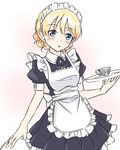  apron blonde_hair blue_eyes cup darjeeling girls_und_panzer maid maid_headdress short_hair solo teacup yukihalbert 