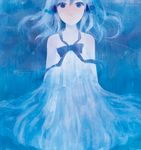  1girl 72_(nananatsu) blue_eyes blue_hair female ribbon short_hair solo underwater water 