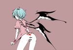  ass bad_id bad_pixiv_id bat_wings blue_hair bottomless censored from_behind heart no_hat no_headwear peptide pointless_censoring pussy remilia_scarlet short_hair solo tattoo touhou wings wrist_cuffs 