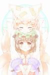  blush chen closed_eyes highres hug hug_from_behind japa multiple_girls smile touhou yakumo_ran 