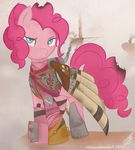  blue_eyes clothing english_text equine female feral friendship_is_magic fur hair horse looking_at_viewer mammal my_little_pony pink_fur pink_hair pinkie_pie_(mlp) pony ppdraw signature solo steampunk text watch wings 