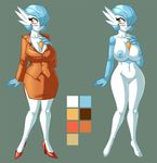  amber_eyes anthro anthrofied big_breasts blush breasts camel_toe clothed clothing crovirus female gardevoir high_heels model_sheet nintendo nipples nude pok&#233;mon pok&#233;morph pok&eacute;mon pussy shy solo video_games wide_hips 