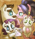  atryl blue_eyes brown_hair couple cub drawing drooling equine facial_hair family female feral friendship_is_magic green_eyes hair horn horse kissing magnum_(mlp) mammal mustache my_little_pony pearl_(mlp) pony purple_hair rarity_(mlp) saliva sweetie_belle_(mlp) two_tone_hair unicorn young 