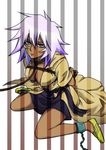  1girl arms_behind_back bdsm bondage bound breasts chains dark_skin genderswap prison puniponi rope short_hair thief_king_bakura yu-gi-oh! 