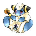  fur mareep nintendo plain_background pok&#233;mon pok&eacute;mon pussy pussy_juice red_eyes solo tranquilmyst video_games white_background white_fur 