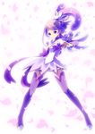  boots choker cure_sword dokidoki!_precure eyelashes hair_ornament hairpin heart highres kenzaki_makoto long_hair looking_at_viewer magical_girl petals ponytail precure purple purple_choker purple_eyes purple_footwear purple_hair purple_skirt sakura_(superbunnys) skirt smile solo spade_(shape) spade_hair_ornament thigh_boots thighhighs 