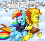  clothing cloud cutie_mark dialog english_text equine female feral friendship_is_magic hair horse jacket mammal multi-colored_hair my_little_pony pegasus pluckyninja pony purple_eyes rainbow_dash_(mlp) rainbow_hair smile spitfire_(mlp) text timber_(artist) two_tone_hair wings wonderbolts_(mlp) 