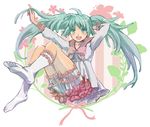  alternate_costume aqua_eyes aqua_hair hatsune_miku kakitabetai long_hair smile socks twintails vocaloid 