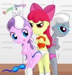  anthro anthrofied apple_bloom_(mlp) blue_eyes bow bra breasts bullying bumping clothing cub diamond_tiara_(mlp) female flat_chested friendship_is_magic frown group hair human humanized inside lesbian locker long_hair mammal my_little_pony nipples nude ohohokapi purple_body purple_eyes school shirt shoes silver_spoon_(mlp) skirt smile socks standing tiara toony topless two_tone_hair underwear undressing yellow_body young 