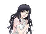  :o apron bandages black_eyes black_hair danganronpa long_hair morodashi open_mouth solo super_danganronpa_2 sweatdrop tears tsumiki_mikan 