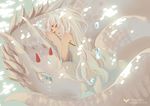  bad_id bad_pixiv_id bubble character_name copyright_name dragon fang long_hair mia0309 pixiv_fantasia pixiv_fantasia_new_world pointy_ears sleeping underwater white_hair 