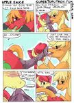  applejack_(mlp) big_macintosh_(mlp) blush brother_and_sister comic cub cutie_mark english_text equine erection female feral friendship_is_magic group horse incest male mammal my_little_pony oral oral_sex penis pony pussy sex sibling sisters straight text tofutron young 
