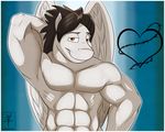  abs anthro arms_behind_head biceps black_hair brown_eyes brown_hair equine flexing forte friendship_is_magic fur grin hair horse looking_at_viewer male mammal muscles my_little_pony navel nude pecs pegasus pose smile solo standing teeth toned topless white_fur wings 