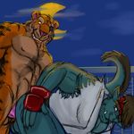  anthro baddemona cosplay dragon duo feline gay male mammal street_fighter tiger video_games 